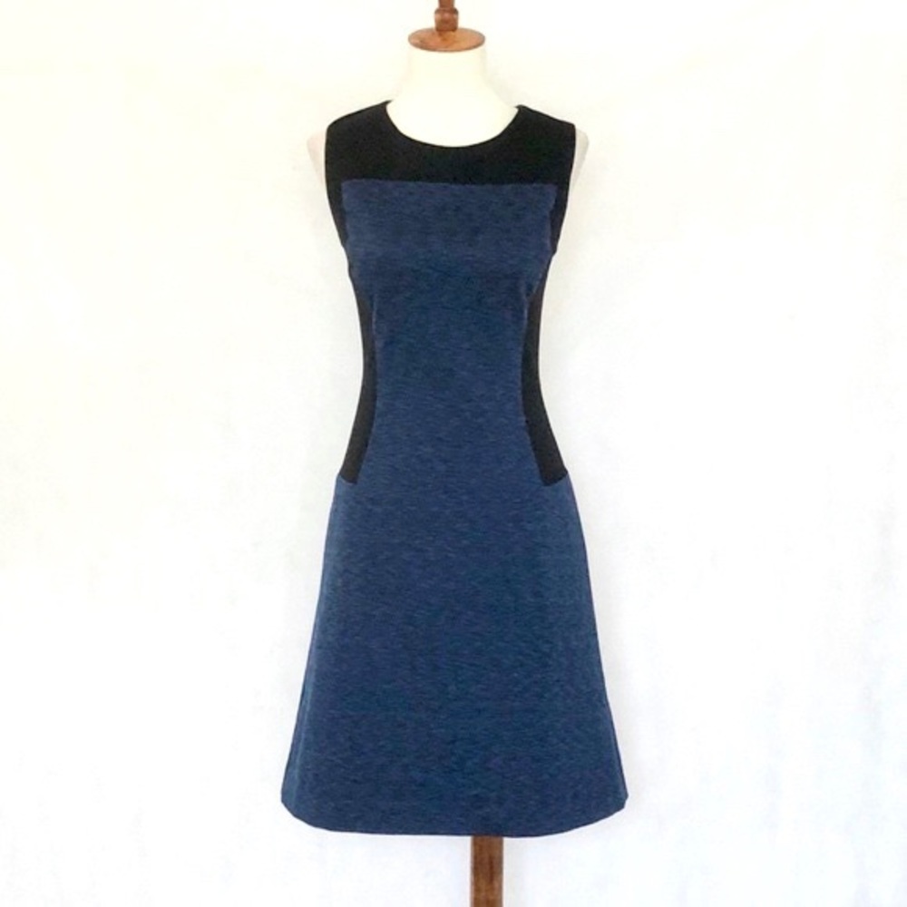 Ann Taylor Black & Blue Marled Color Block Dress